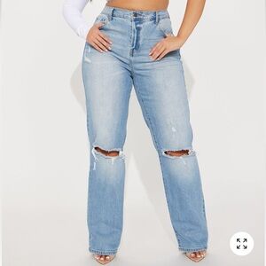 Tall Girl - Women's Light Blue Distressed Jeans